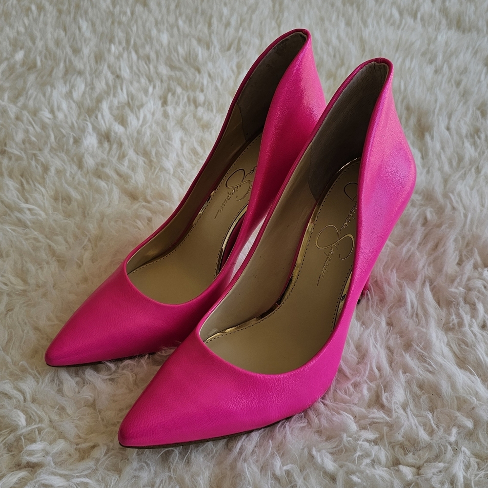 Jessica Simpson Hot Pink Pointed Toe Stiletto Heels - Picture 2 of 12